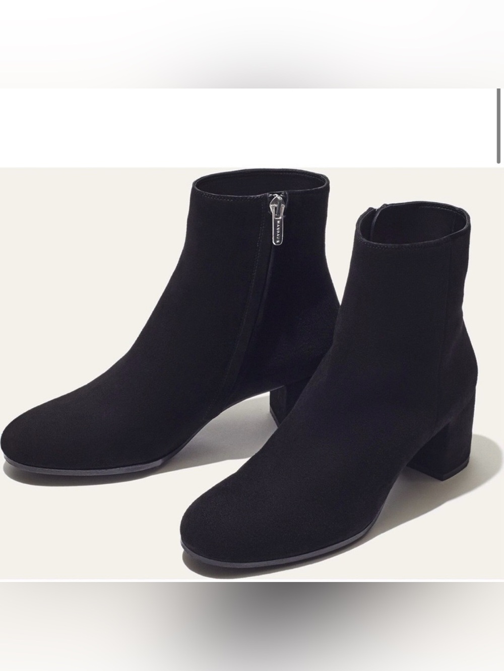 Margaux The Downtown Boot Black Suede Mid-Heel Ankle Bootie Size 37.5